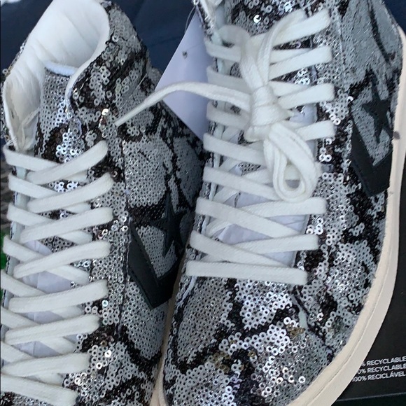 Converse PRO Leather mid silver/vintage wht/blk WM - Picture 9 of 16